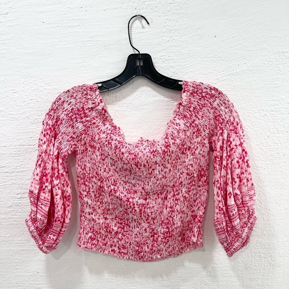 Poupette St Barth Ariel Smocked Off-the-Shoulder Crop Top Size S/M - Picture 5 of 5